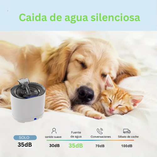 Fuente inalambrica de agua para mascotas 2.2lt